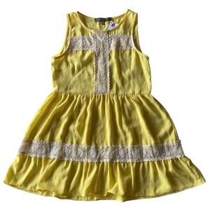 FINN & CLOVER Yellow Lace Babydoll Mini Dress Size XS